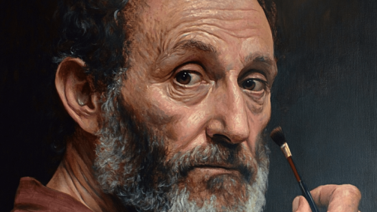 Recreación de Miguel Ángel durante su vejez