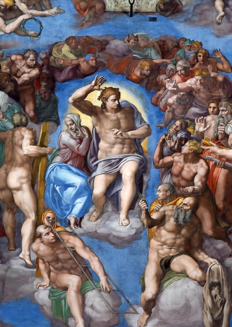 Detalle de Cristo separando a justos de pecadores en el Juicio Final