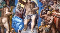 Detalle de Cristo separando a justos de pecadores en el Juicio Final