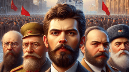 Figuras clave de la Revolución rusa: Nicolás II, Rasputín, Lenin, Trotski y Kornílov