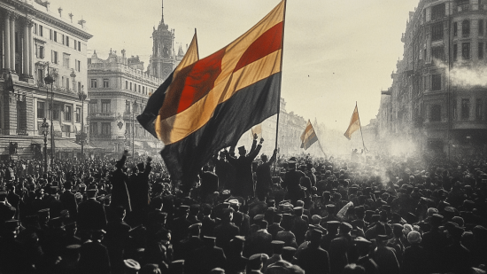 Recreación de la proclamación de la Segunda República en Madrid