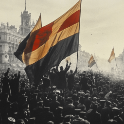 Recreación de la proclamación de la Segunda República en Madrid