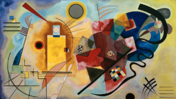 Una de las obras emblemáticas de Kandinsky, el óleo Amarillo-Rojo-Azul (1925).