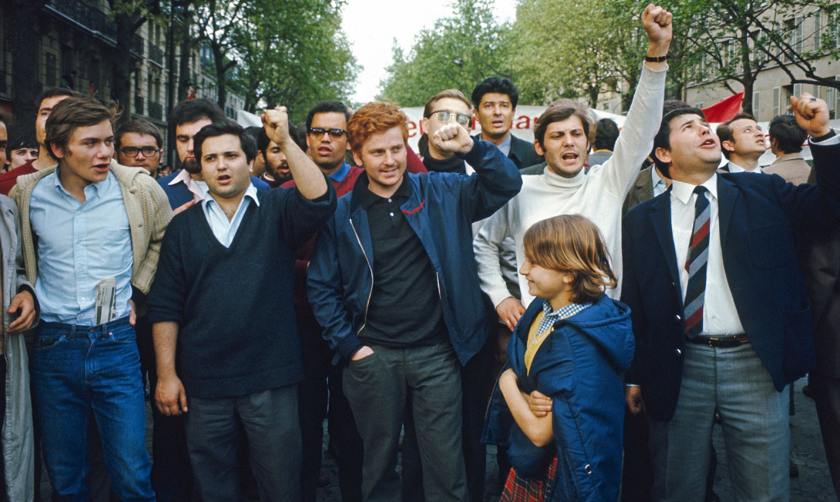Líderes estudiantiles Geismar, Cohn-Bendit y Sauvageot