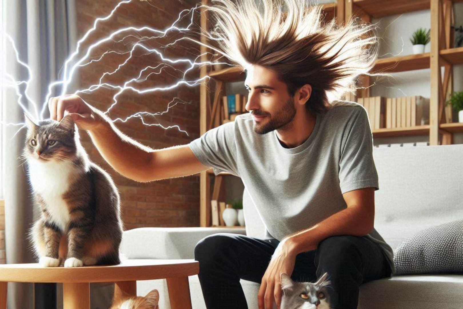 Electricidad estática al acariciar a un gato