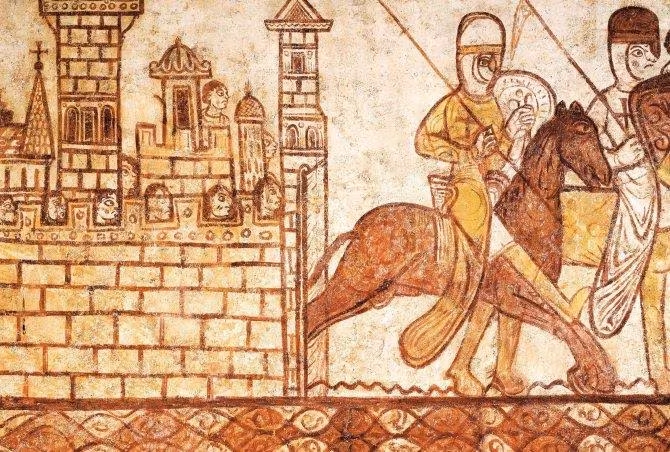 Fresco de la Capilla de los Templarios en la iglesia románica de Cressac