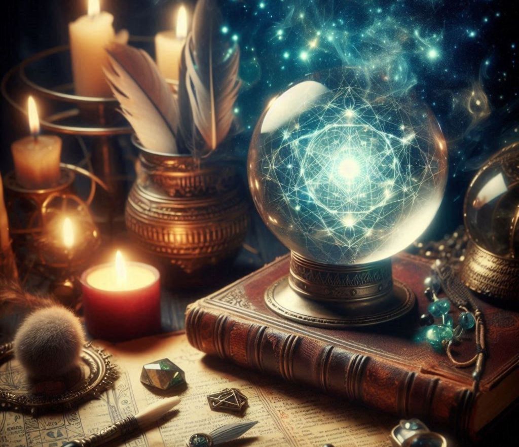 Recreación ficticia de instrumentos usados con fines adivinatorios