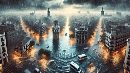 Se ha generado una imagen irreal de una inundación por respeto a los afectados.