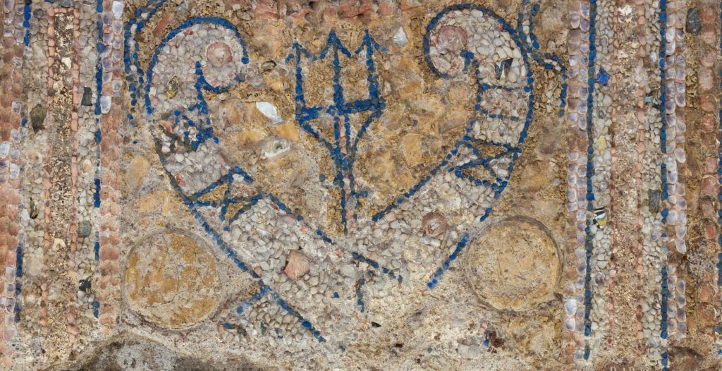 Detalle de las teselas del mosaico de Vicus Tuscus