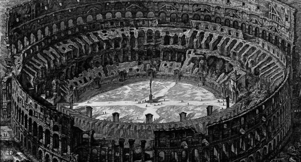 El edificio del Coliseo en un grabado de Piranesi