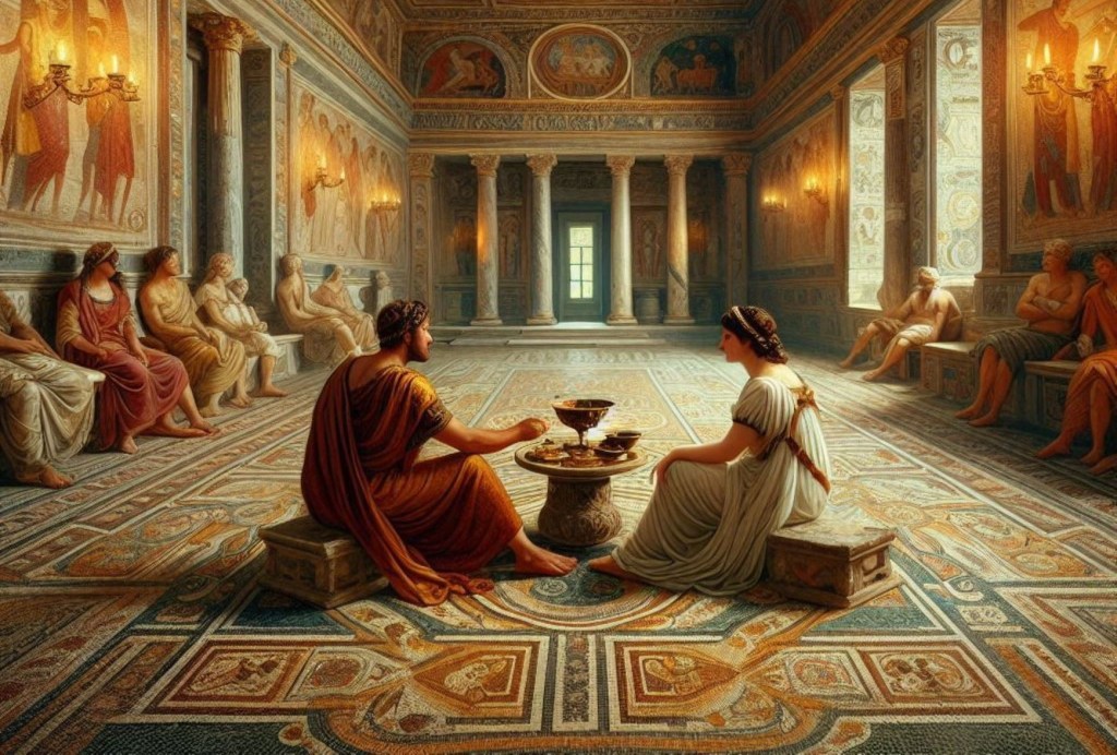 Interior fantasioso de una casa romana