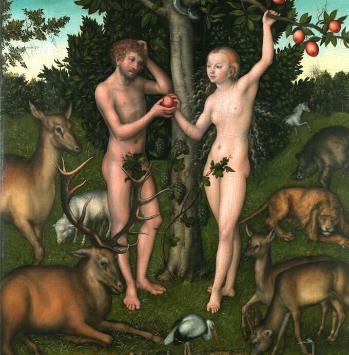 Adán y Eva en el Paraíso, de Lucas Cranach