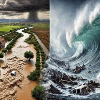 Comparativa tsunami vs. tsunami de agua dulce