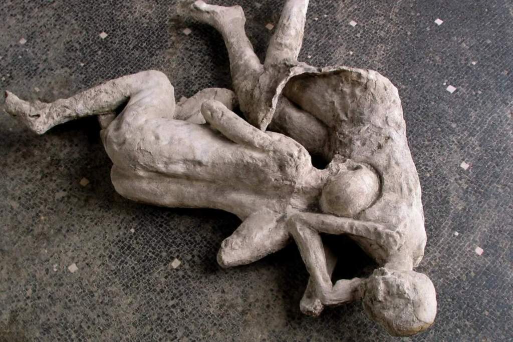 Moldes de las víctimas de Pompeya, sepultadas durante la erupción del año 79 d.C.