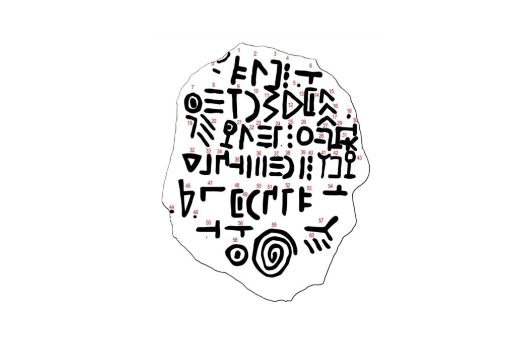 Representación gráfica de los caracteres de la inscripción de Bashplemi