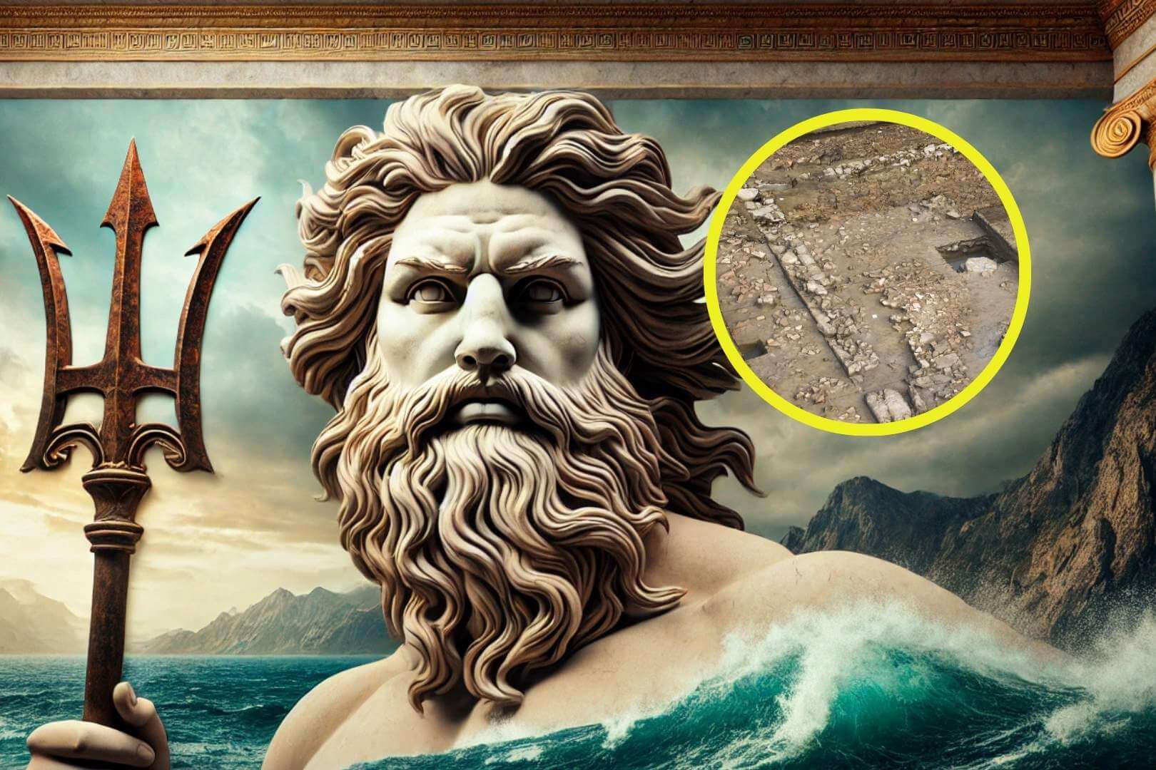 Descubren un majestuoso templo de Poseidón de hace 2.500 años en Grecia. Ilustración artística