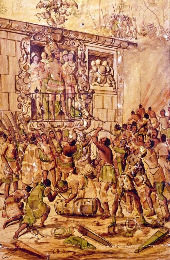 Apedreamiento de Moctezuma a manos de su pueblo