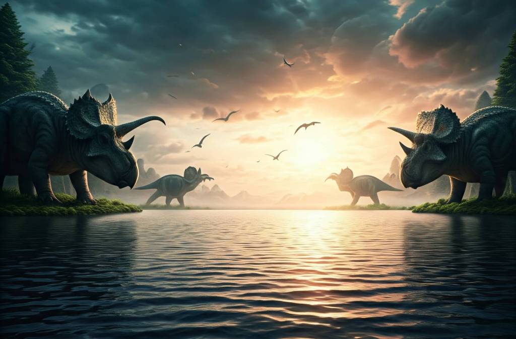 El reinado de los dinosaurios durante el Cretácico, una era de esplendor y diversidad.