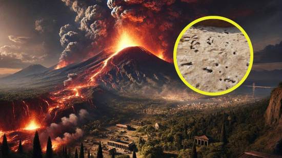 Una erupción del Vesubio mucho antes de Pompeya dejó huellas humanas y animales. Ilustración artística de una erupción del Vesubio