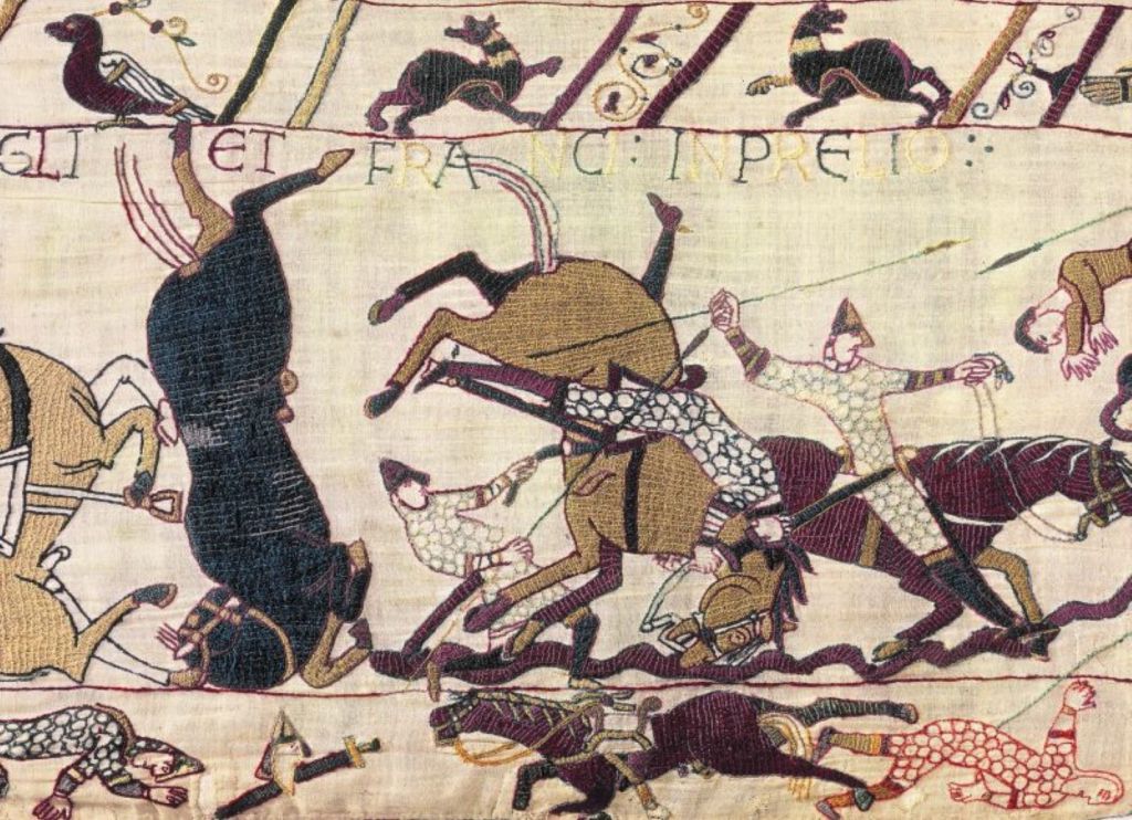 La batalla de Hastings en el bordado de Bayeux