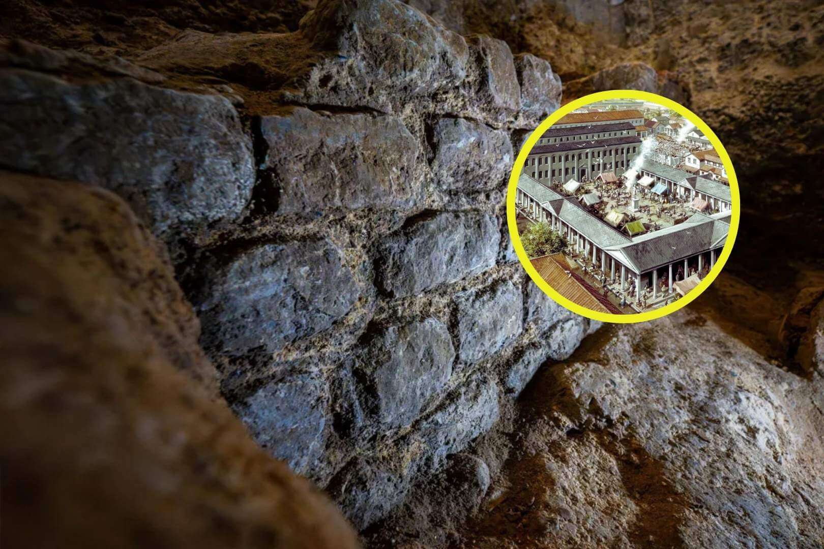 Los vestigios de un muro perteneciente a la basílica romana