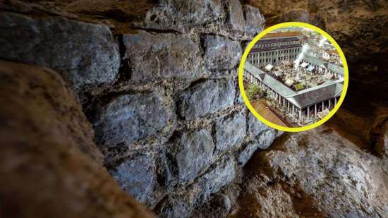 Los vestigios de un muro perteneciente a la basílica romana