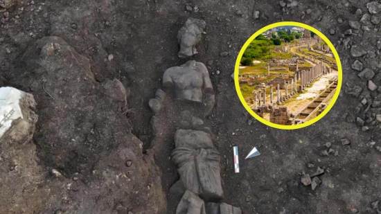 Cinco esculturas romanas emergen en la antigua Perge