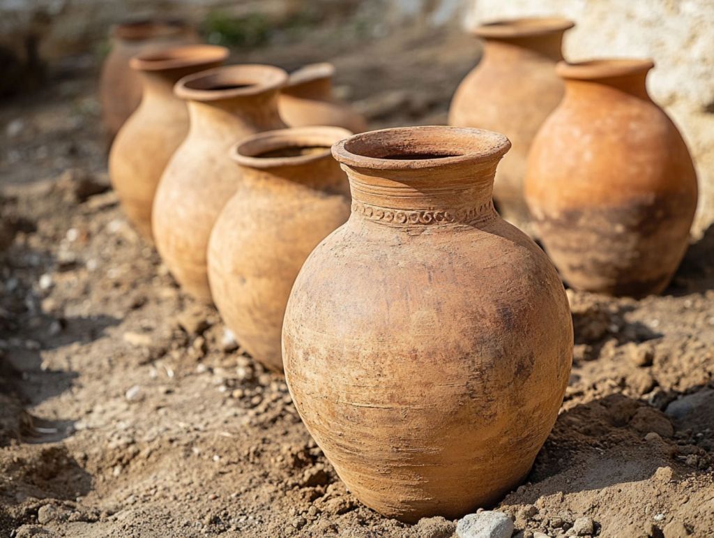 Recreación fantasiosa de recipientes de cerámica