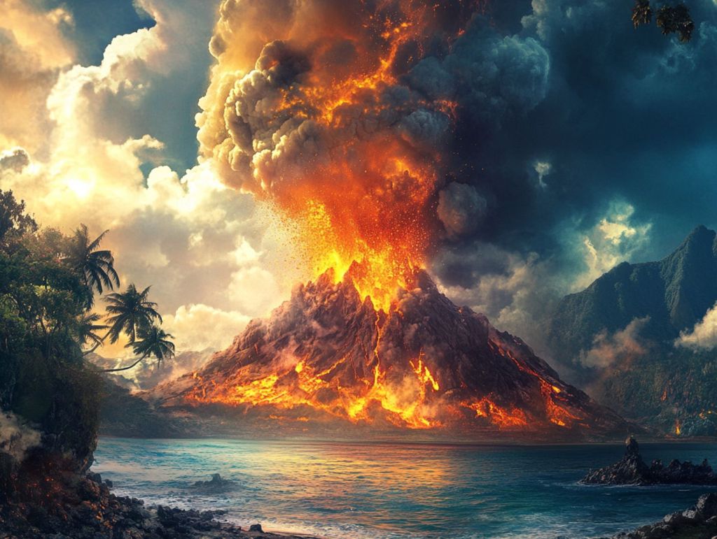 Recreación ficticia de una erupción