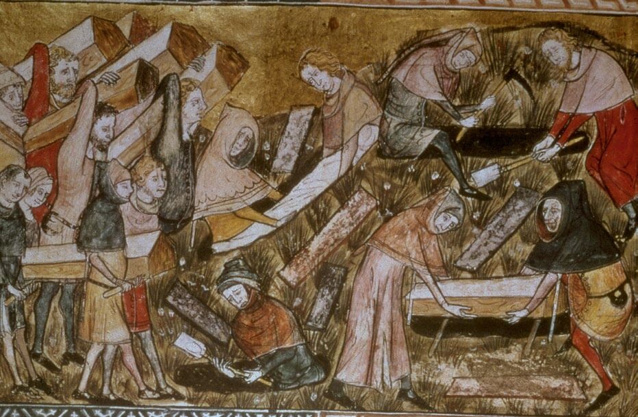 Ciudadanos de Tournai enterrando víctimas de la Peste Negra