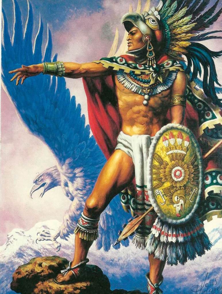 Cuauhtémoc con los atributos de emperador