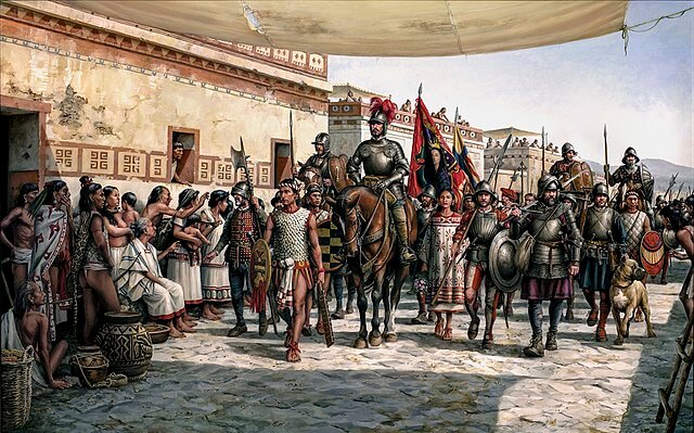 Entrada de Hernán Cortés en Tenochtitlán, obra de Augusto Ferrer-Dalmau