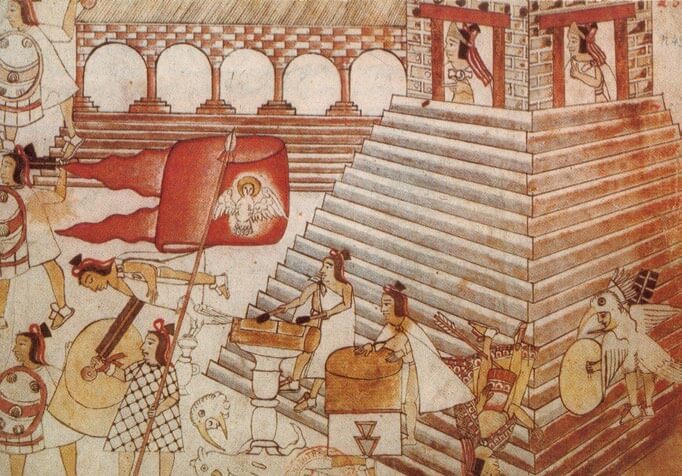 Guerreros aztecas defendiendo el Templo de Tenochtitlán