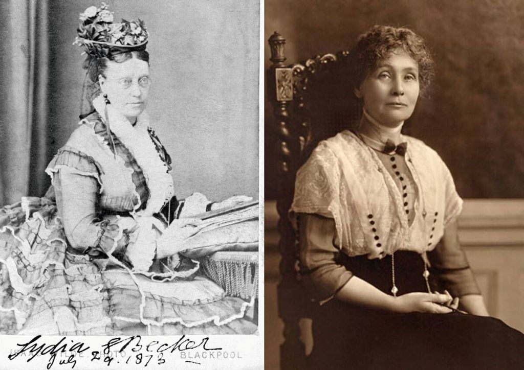 Lydia Becker y Emmeline Pankhurst