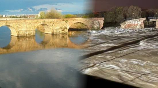 La crecida del Tajo se lleva por delante uno de los puentes históricos más singulares de España