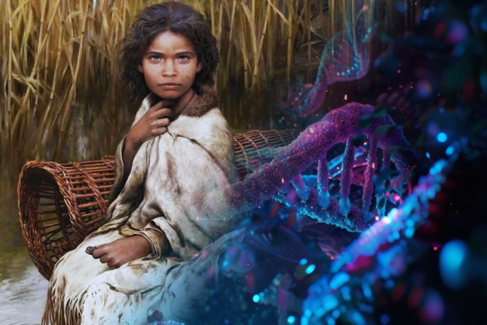 Una representación artística de Lola, una niña de la Edad de Piedra, basada en análisis de ADN