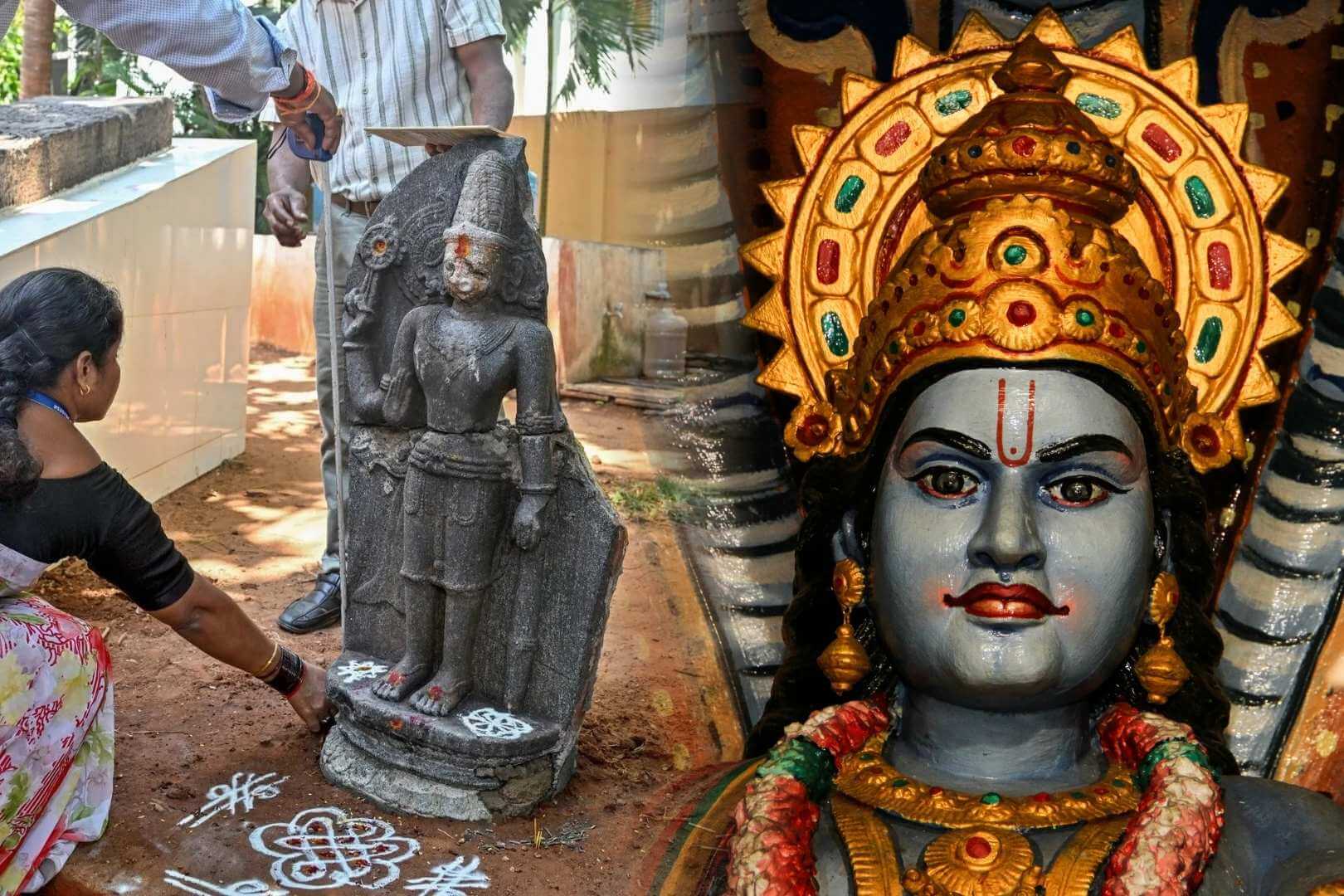 Hallan en la India una estatua de Vishnu de hace 700 años