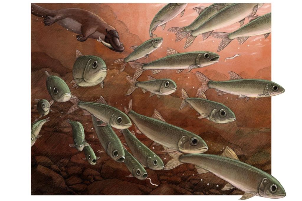 Esta ilustración artística recrea cómo habría sido Ferruaspis brocksi cuando nadaba en vida