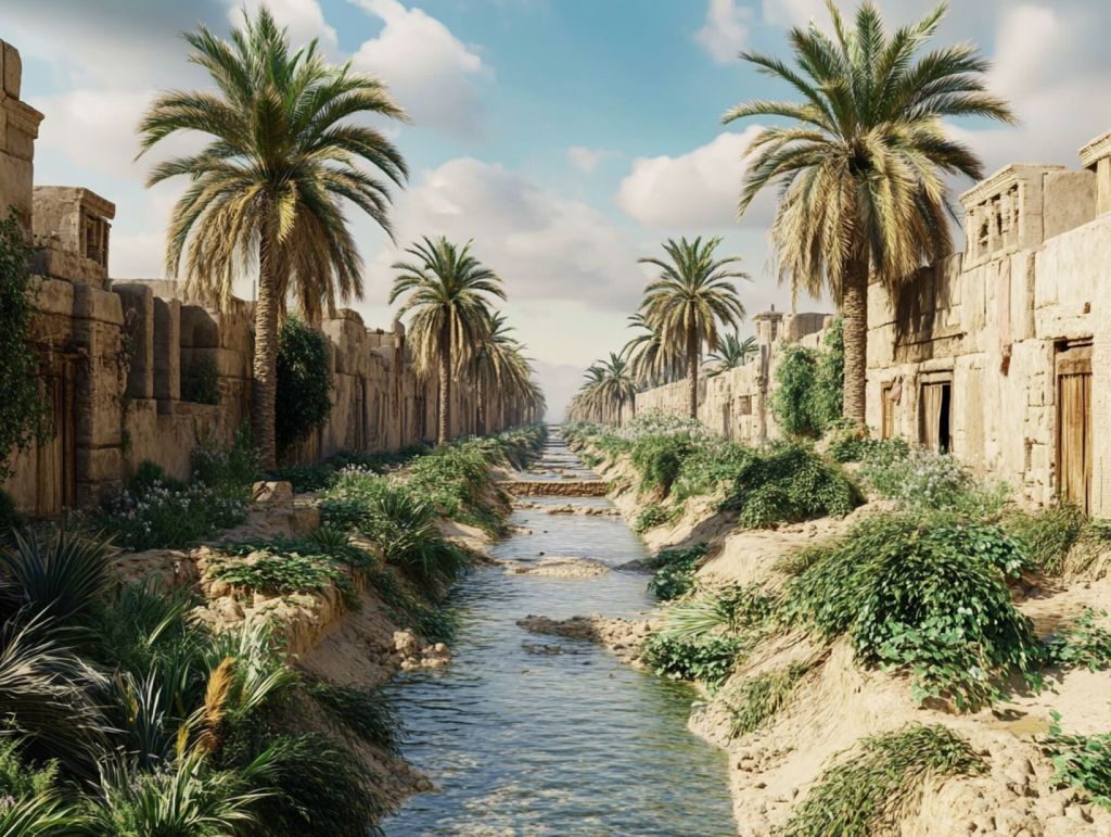 Recreación ficticia de un canal en Eridu 