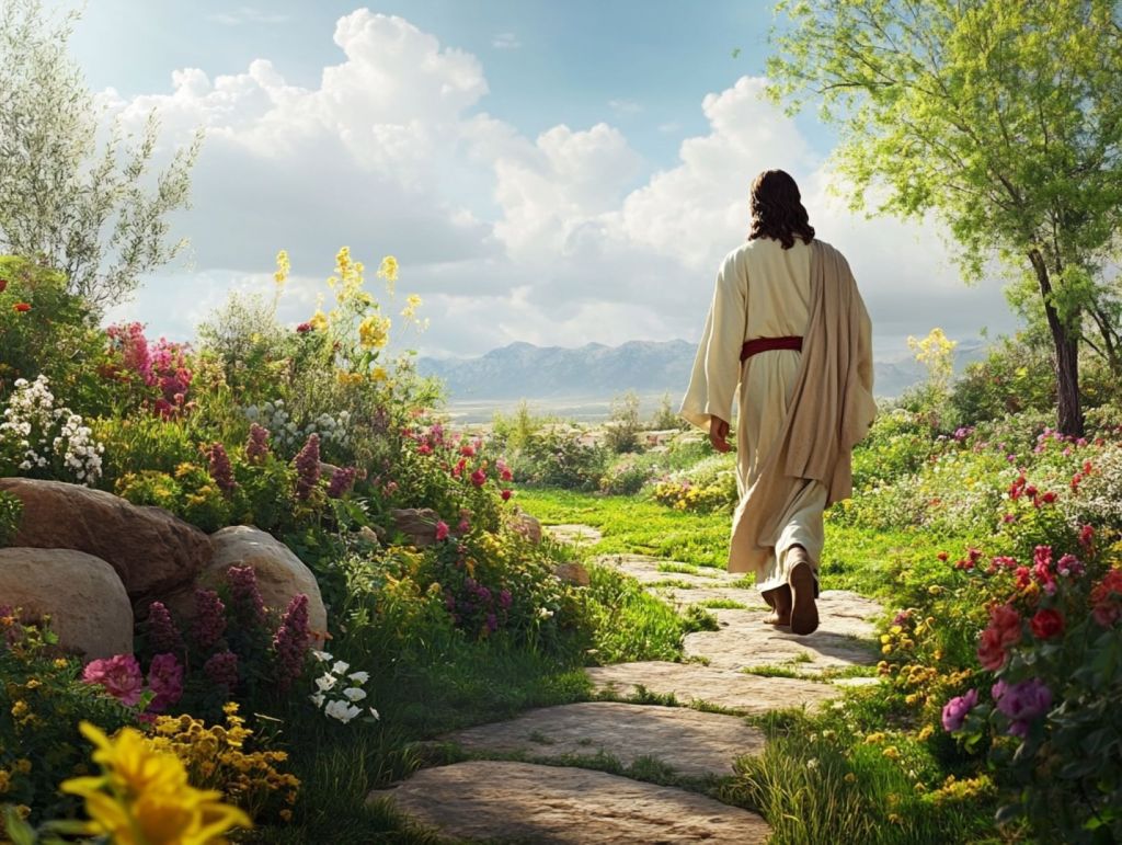 Recreación ficticia de Cristo en un jardín