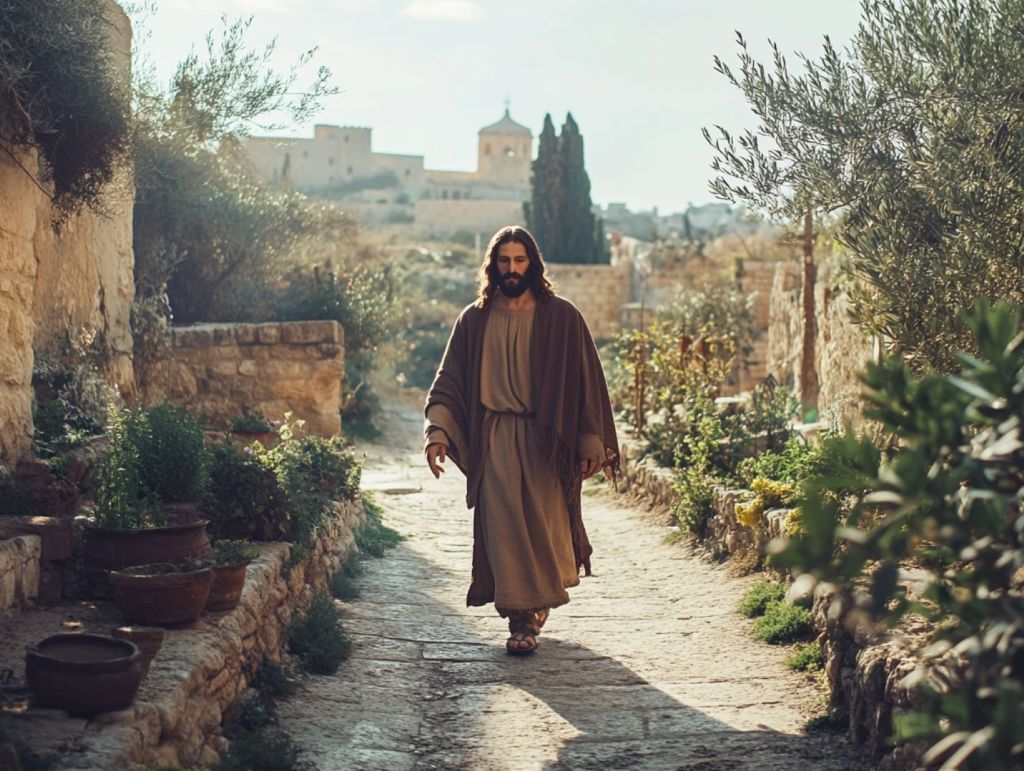Recreación fantasiosa de Jesús en un jardín