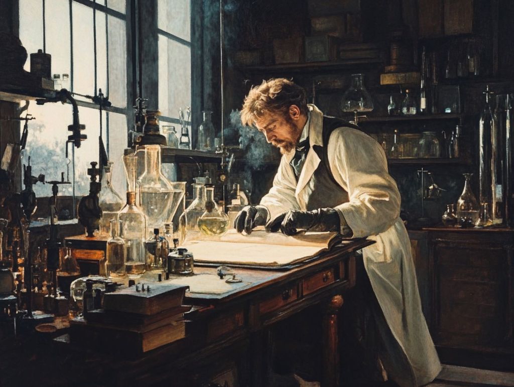 Recreación fantasiosa de un laboratorio 