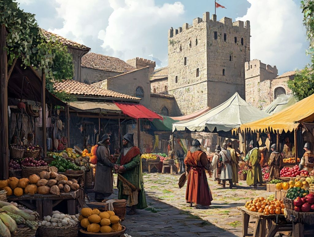 Recreación fantasiosa de un mercado