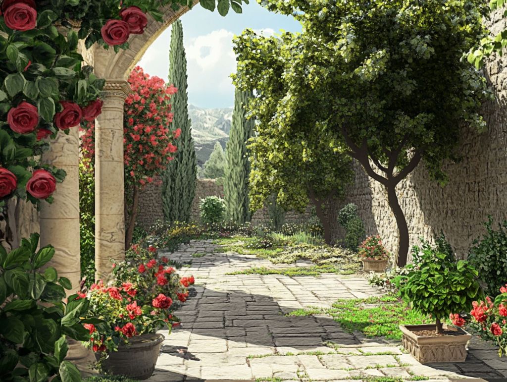 Recreación fantasiosa de un jardín