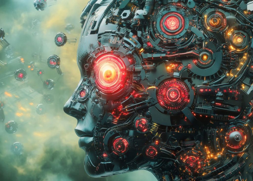 Recreación ficticia de un rostro robótico