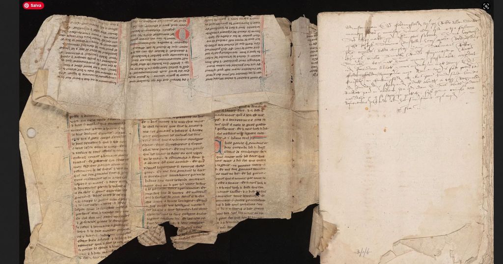 Manuscrito medieval del ciclo artúrico
