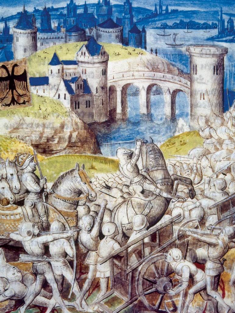Batalla de Farsalia en una miniatura medieval francesa