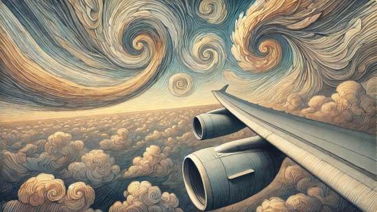 Representación visual de los remolinos y estructuras complejas en un flujo turbulento. (Créditos: Generada con IA, ChatGPT) Turbulencia.