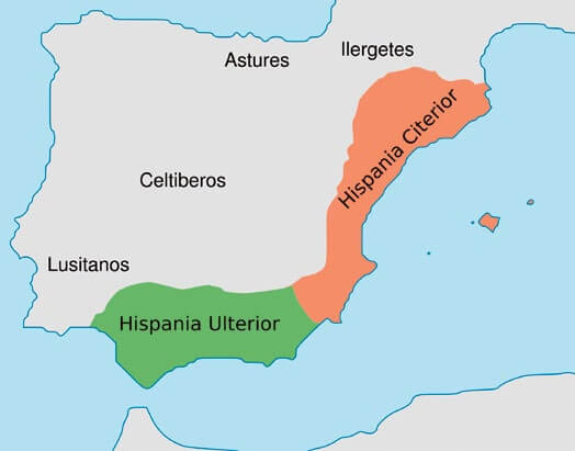 División provincial de la Hispania romana en 197 a.C.