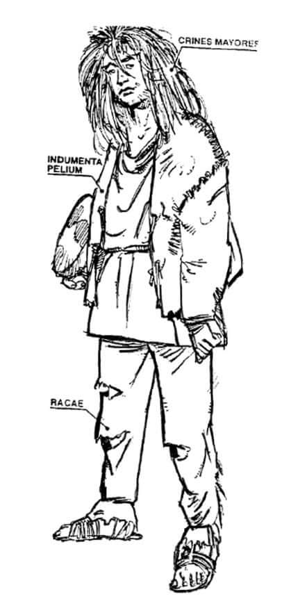 Ilustración de un joven romano con indumentaria barbarizada